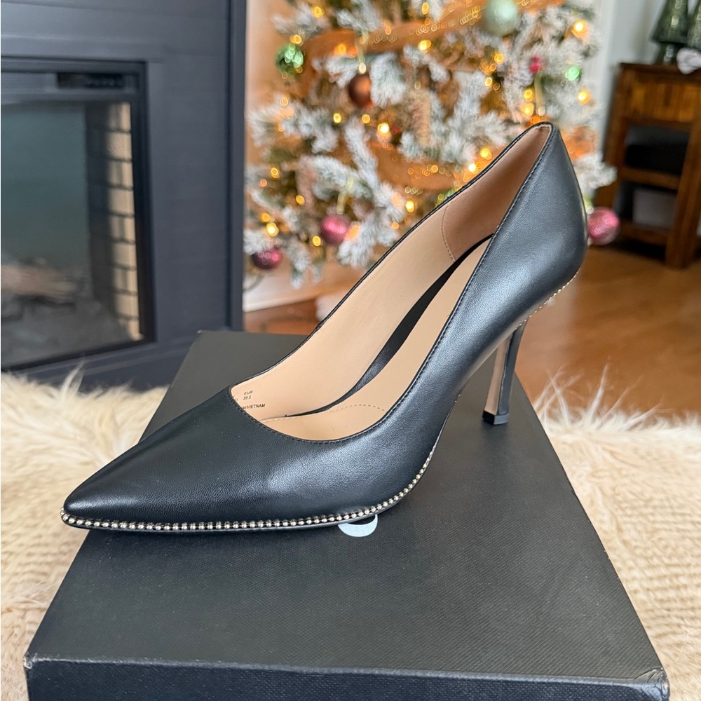 Coach Black Leather Heels with Studded Detail